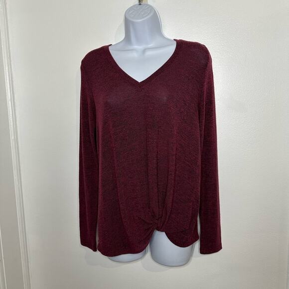 XS ANTHROPOLOGIE Sunday in Brooklyn Twist Front Top, V-Neck, Maroon, Boho - Picture 3 of 11